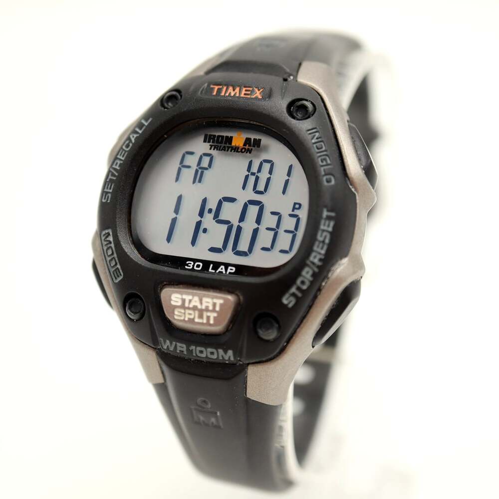 Timex Ironman Triathlon 34mm Digital Watch Black Gray Sport with New Battery